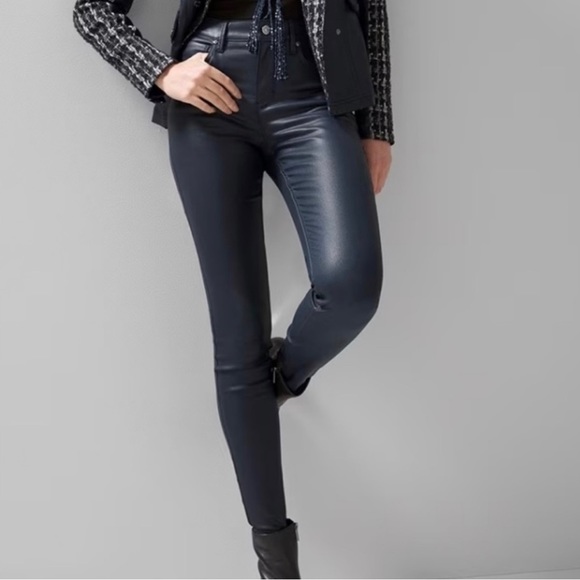 New Bianco Black Faux Leather Skinny Fit Pants Size 28 - Picture 1 of 13